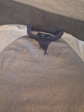 J. Crew Gray Sweater with Navy Ribbed Crewneck